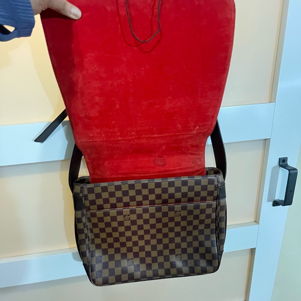 Checkered Brown Men's Shoulder Bag - Picture 5 of 9
